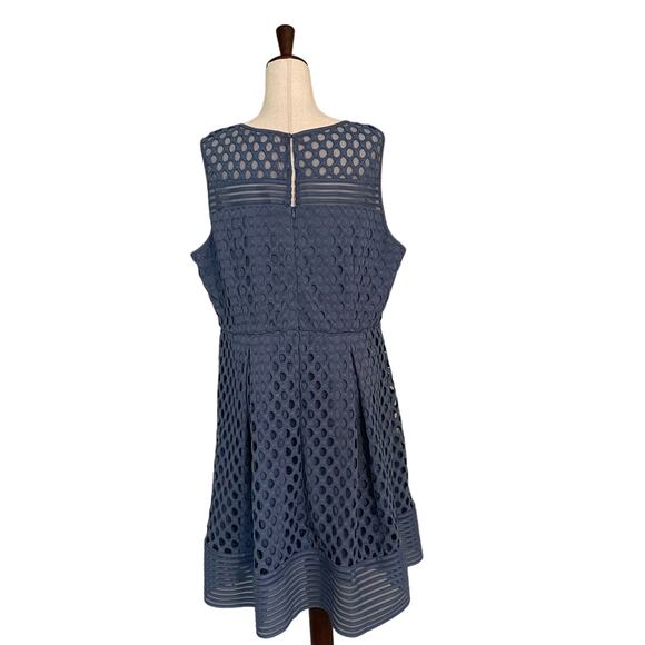 Lane Bryant Crochet Lace Overlay Dress Lined Classic A Line Blue Women's Plus 18 - Picture 4 of 14